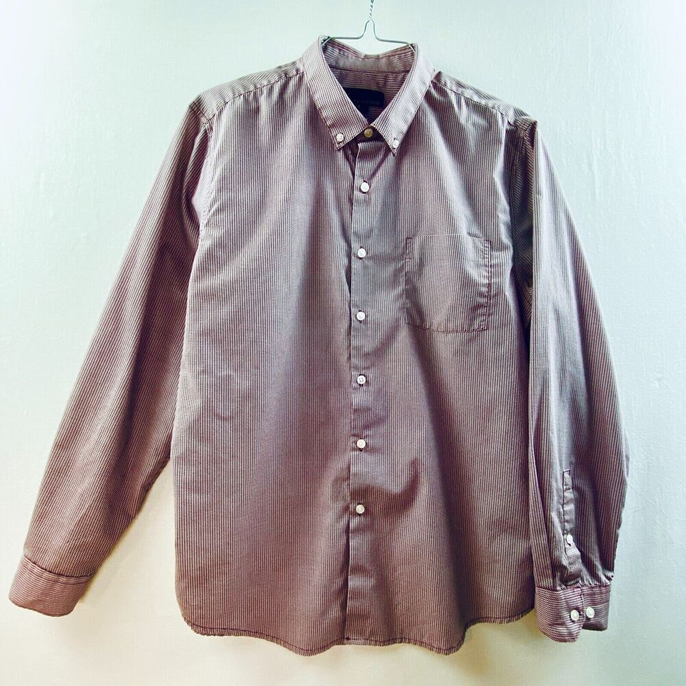 Attention Men's Dress Shirt XL Long Sleeve Modern Fit Red White Striped